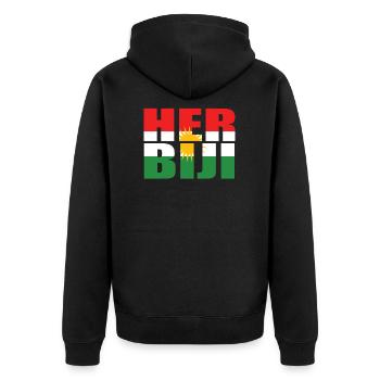HER BIJI - Kurdish Gift Kurd Kurdistan Kurdi - Unisex Premium Organic Zip Hoodie - black - Back - Nico (187cm)