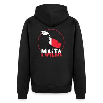Malta - Unisex Premium Bio Zip Hoodie - Schwarz - Hinten - Nico (187cm)