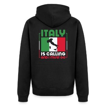 Italy - Unisex Premium Organic Zip Hoodie - black - Back - Nico (187cm)