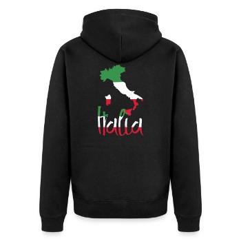 Italy - Unisex Premium Organic Zip Hoodie - black - Back - Nico (187cm)
