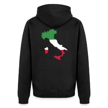 Italy - Unisex Premium Organic Zip Hoodie - black - Back - Nico (187cm)