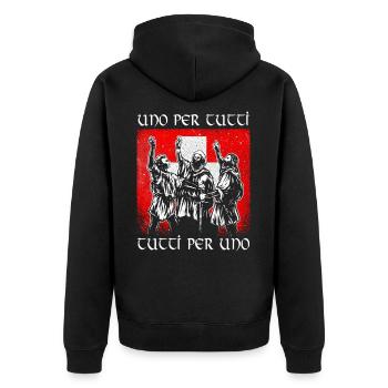 Schweiz Schweizer Rütlischwur Patriot Geschenk it - Unisex Premium Bio Zip Hoodie - Schwarz - Hinten - Nico (187cm)