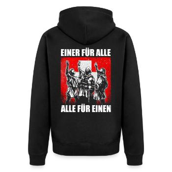 Schweiz Schweizer Rütlischwur Patriot Geschenk de - Unisex Premium Bio Zip Hoodie - Schwarz - Hinten - Nico (187cm)
