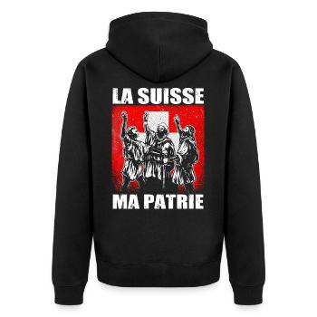 Schweiz Heimat Rütlischwur Patriot Geschenk fr - Unisex Premium Bio Zip Hoodie - Schwarz - Hinten - Nico (187cm)