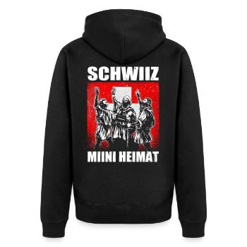 Schweiz Heimat Rütlischwur Patriot Geschenk de - Unisex Premium Bio Zip Hoodie - Schwarz - Hinten - Nico (187cm)