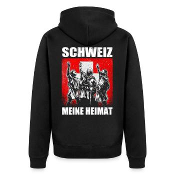 Schweiz Heimat Rütlischwur Patriot Geschenk de - Unisex Premium Bio Zip Hoodie - Schwarz - Hinten - Nico (187cm)