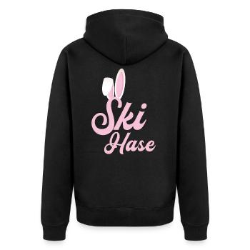 Skihase - Unisex Premium Bio Zip Hoodie - Schwarz - Hinten - Nico (187cm)