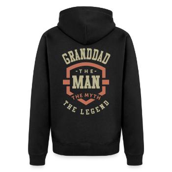 Opa der Mythos die Legende - Unisex Premium Bio Zip Hoodie - Schwarz - Hinten - Nico (187cm)