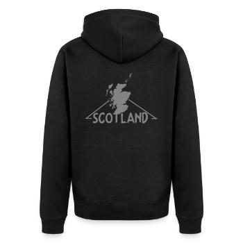 Scotland - Unisex Premium Organic Zip Hoodie - black - Back - Nico (187cm)