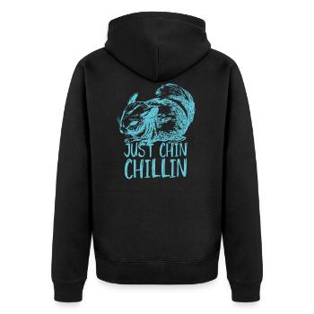 Chinchilla - Unisex Premium Bio Zip Hoodie - Schwarz - Hinten - Nico (187cm)