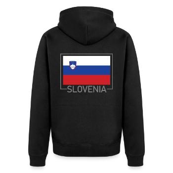 Slowenien - Unisex Premium Bio Zip Hoodie - Schwarz - Hinten - Nico (187cm)