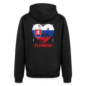 Slowakei - Unisex Premium Bio Zip Hoodie - Schwarz - Hinten - Nico (187cm)