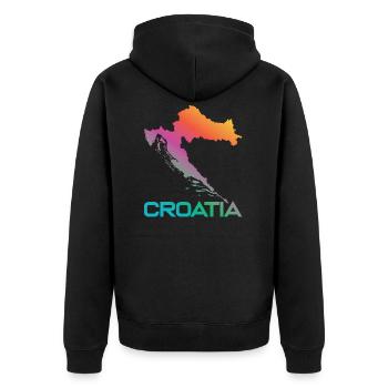 Kroatien - Unisex Premium Bio Zip Hoodie - Schwarz - Hinten - Nico (187cm)