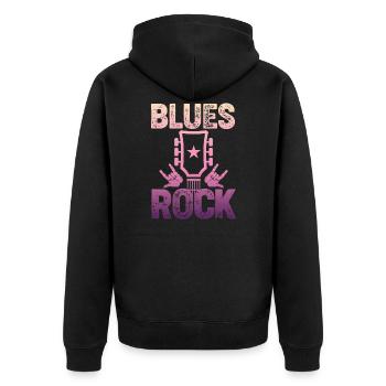 Blues Rock - Unisex Premium Bio Zip Hoodie - Schwarz - Hinten - Nico (187cm)