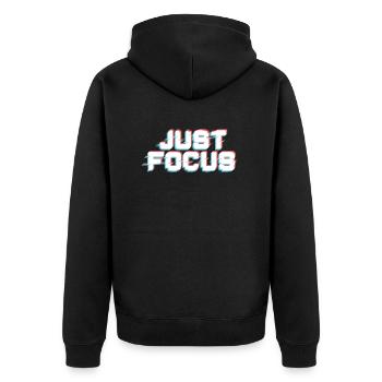 Just focus - Unisex Premium Organic Zip Hoodie - black - Back - Nico (187cm)