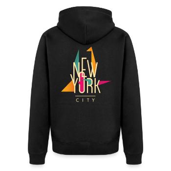 new york city - Unisex Premium Bio Zip Hoodie - Schwarz - Hinten - Nico (187cm)