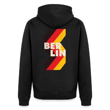 Berlin Germany , Deutschland - Unisex Premium Bio Zip Hoodie - Schwarz - Hinten - Nico (187cm)