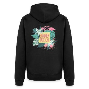 Sommer Exotisch - Unisex Premium Bio Zip Hoodie - Schwarz - Hinten - Nico (187cm)