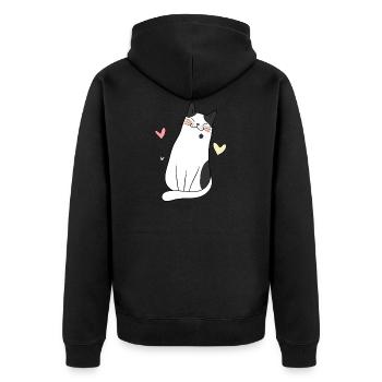 My Cute Cat - Favorite CatCat - | Color - Unisex Premium Organic Zip Hoodie - black - Back - Nico (187cm)