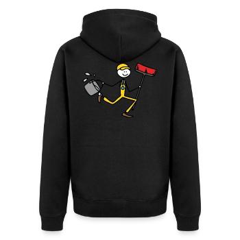 Putzmann - Unisex Premium Bio Zip Hoodie - Schwarz - Hinten - Nico (187cm)