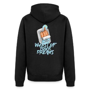 Wurst deiner Träume im Urlaub am Strand erleben - Unisex Premium Bio Zip Hoodie - Schwarz - Hinten - Nico (187cm)