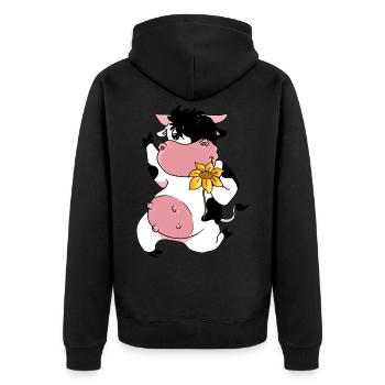 Kuh Blume Kühe Rind Rinder Rindvieh - Unisex Premium Bio Zip Hoodie - Schwarz - Hinten - Nico (187cm)
