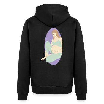 Glücklich Schwanger Babybauch Geburt Baby Geschenk - Unisex Premium Bio Zip Hoodie - Schwarz - Hinten - Nico (187cm)