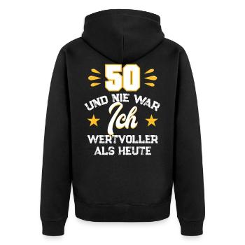 50th birthday award Gift for the 50th birthday - Unisex Premium Organic Zip Hoodie - black - Back - Nico (187cm)