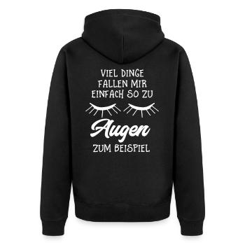 Lustige Sprüche Lustiger Spruch augen fallen zu - Unisex Premium Bio Zip Hoodie - Schwarz - Hinten - Nico (187cm)