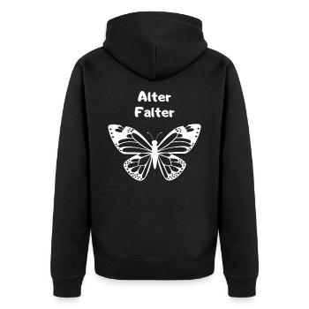 Alter Falter - Unisex Premium Bio Zip Hoodie - Schwarz - Hinten - Nico (187cm)