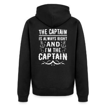Lustiger Boots-Ponton-Kapitän Owner Nautical-Entwurf - Unisex Premium Bio Zip Hoodie - Schwarz - Hinten - Nico (187cm)