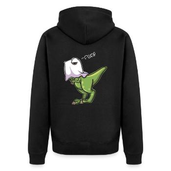 Dinosaurierentwurf Halloweens T Rex Lustiger Entwurf - Unisex Premium Bio Zip Hoodie - Schwarz - Hinten - Nico (187cm)