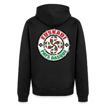 05 Euskadi Baskenland - Unisex Premium Bio Zip Hoodie - Schwarz - Hinten - Nico (187cm)