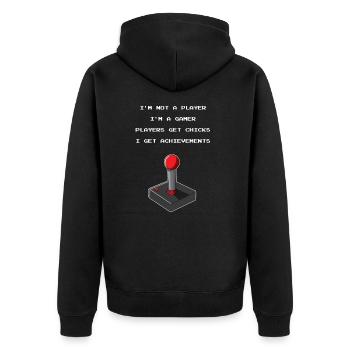 Lustiges Spieler-Spieler-Geschenk - Unisex Premium Bio Zip Hoodie - Schwarz - Hinten - Nico (187cm)