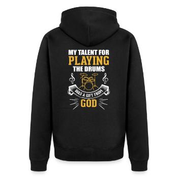 Christian Jesus Drummer Quote Saying Gift - Unisex Premium Organic Zip Hoodie - black - Back - Nico (187cm)