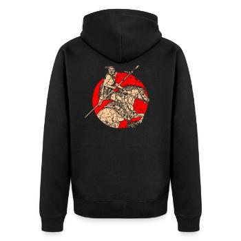 Indianer Amerikanischer Ureinwohner Pferd - Unisex Premium Bio Zip Hoodie - Schwarz - Hinten - Nico (187cm)