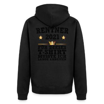 Rente 2021, Renteneintritt, Rentner, Geschenke - Unisex Premium Bio Zip Hoodie - Schwarz - Hinten - Nico (187cm)