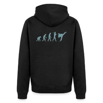 Karate Evolution - Unisex Premium Bio Zip Hoodie - Schwarz - Hinten - Nico (187cm)
