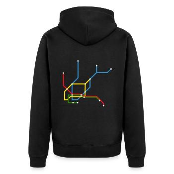 Hamburg U-Bahn U Bahn UBahn Regenbogen - Unisex Premium Bio Zip Hoodie - Schwarz - Hinten - Nico (187cm)