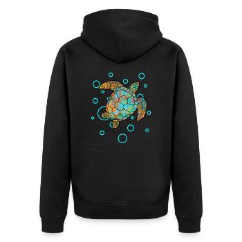 Schildkröte - Unisex Premium Bio Zip Hoodie - Schwarz - Hinten - Nico (187cm)