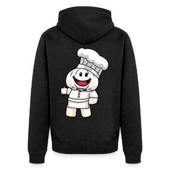 Koch kochen Küche Knoblauch Gesund Vegan - Unisex Premium Bio Zip Hoodie - Schwarz - Hinten - Nico (187cm)