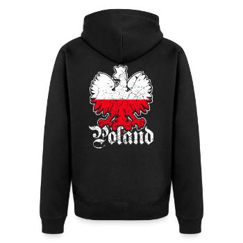 Poland flag eagle - Unisex Premium Organic Zip Hoodie - black - Back - Nico (187cm)