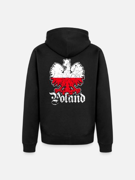 Aigle drapeau pologne - Veste à capuche bio Premium Unisexe - noir