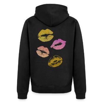 Glitzer Lippen - Unisex Premium Bio Zip Hoodie - Schwarz - Hinten - Nico (187cm)