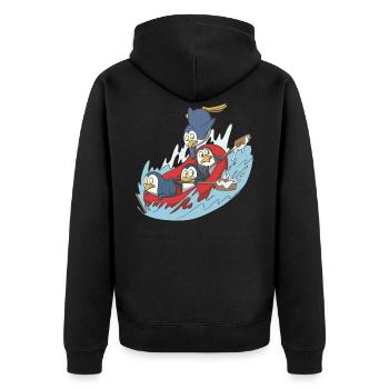 Wildwasser Rafting Geschenk Idee - Unisex Premium Bio Zip Hoodie - Schwarz - Hinten - Nico (187cm)