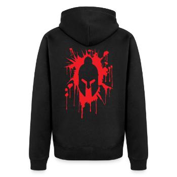 Spartan helmet in bloodstain | Warrior training - Unisex Premium Organic Zip Hoodie - black - Back - Nico (187cm)
