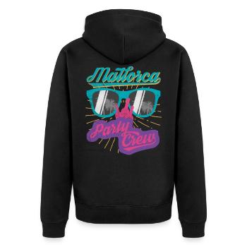 Mallorca party crew vintage style - Unisex Premium Organic Zip Hoodie - black - Back - Nico (187cm)