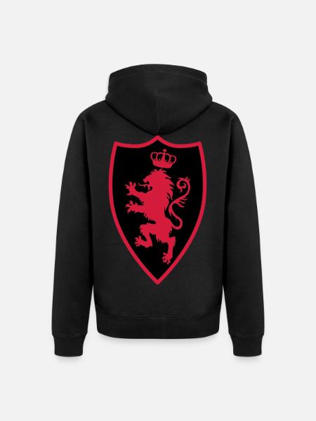 22 Knight's Shield Lion Crown - Unisex Premium Organic Zip Hoodie - black