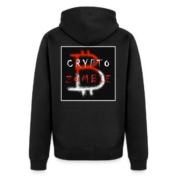 Crypto Zombie - Unisex Premium Bio Zip Hoodie - Schwarz - Hinten - Nico (187cm)