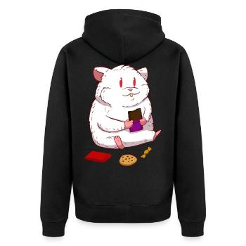 Hamster Schokolade Schoko Naschkatze - Unisex Premium Bio Zip Hoodie - Schwarz - Hinten - Nico (187cm)